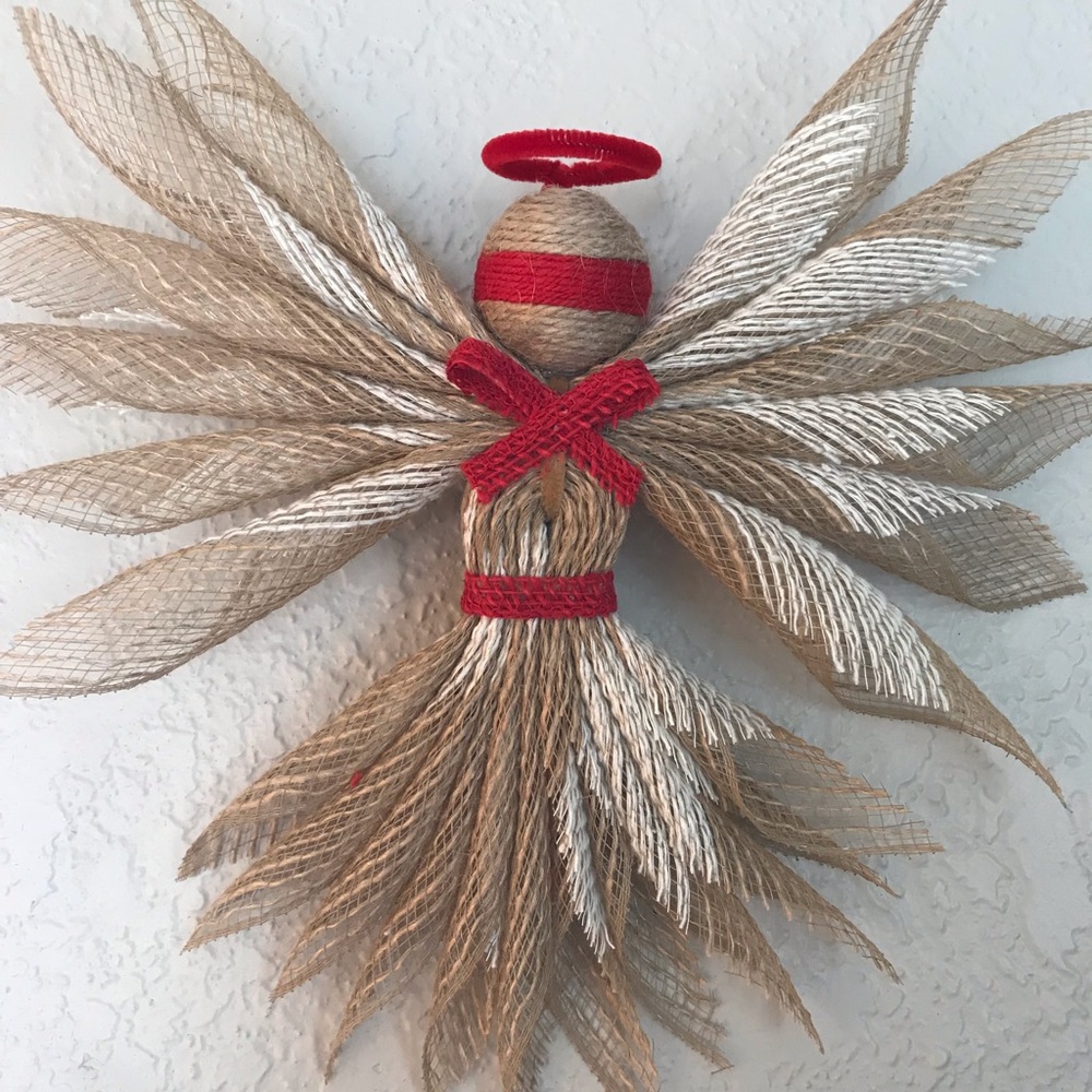 CLEARANCE SALE⭐️⭐️ Rustic small angel wall hanging, deco mesh angel